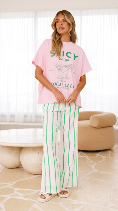 Load image into Gallery viewer, Spicy Margs Club Tee and Pant Set - Pink/Green - Billy J
