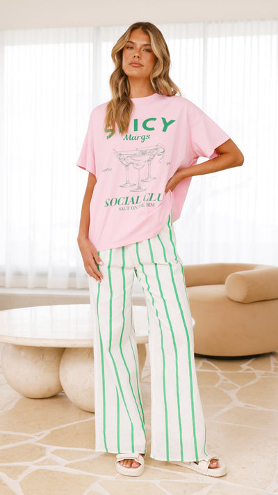 Load image into Gallery viewer, Spicy Margs Club Tee and Pant Set - Pink/Green - Billy J
