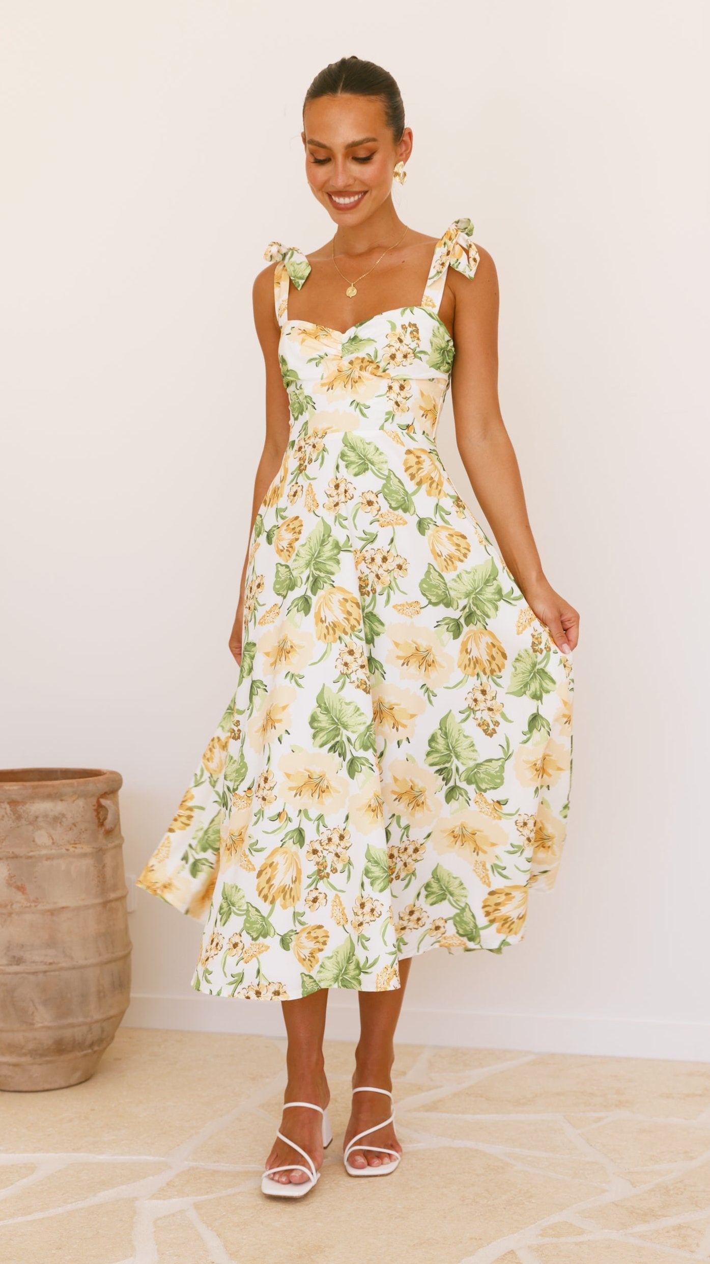 Blakely Midi Dress - Yellow Floral - Billy J