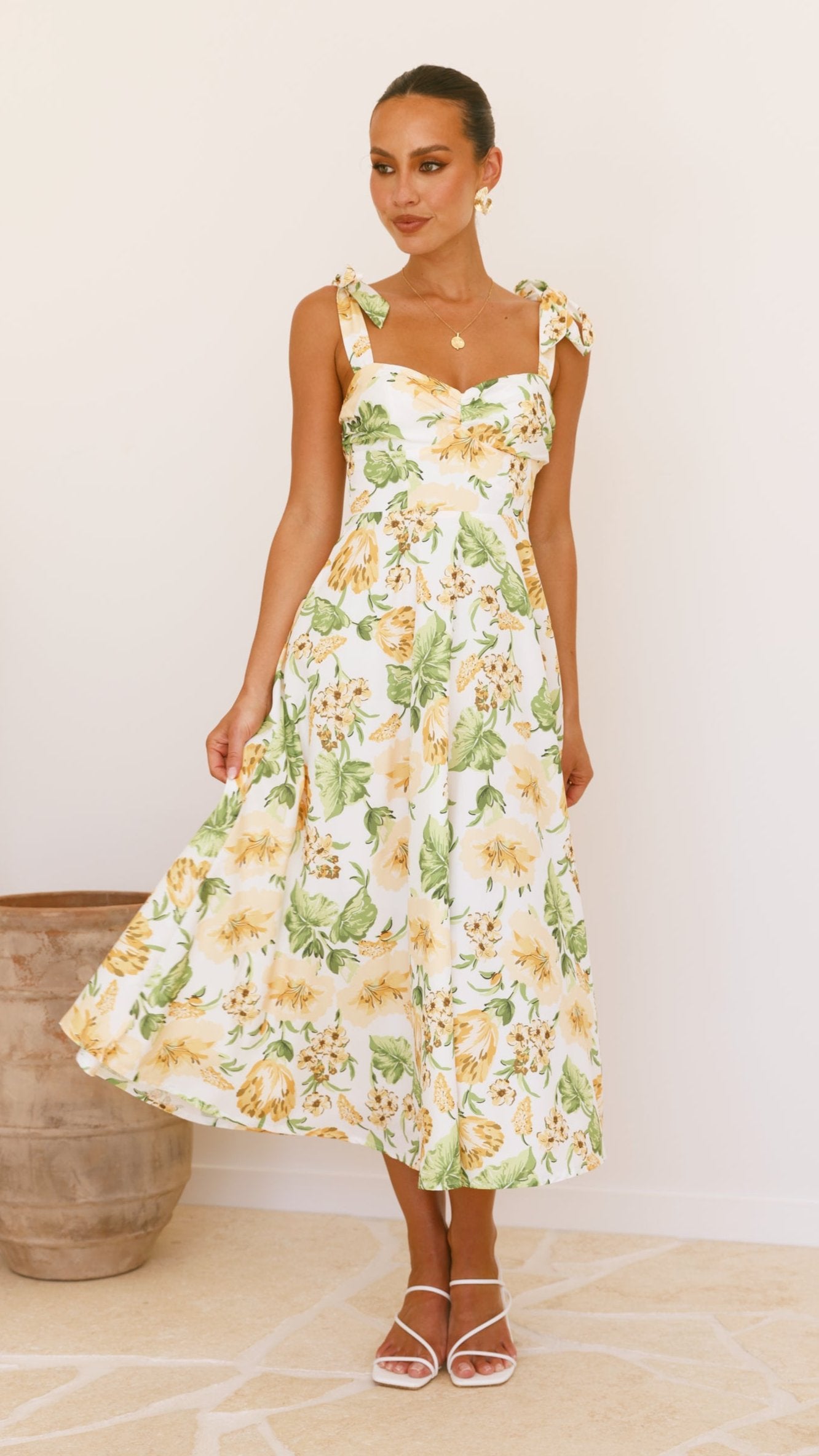 Blakely Midi Dress - Yellow Floral - Billy J