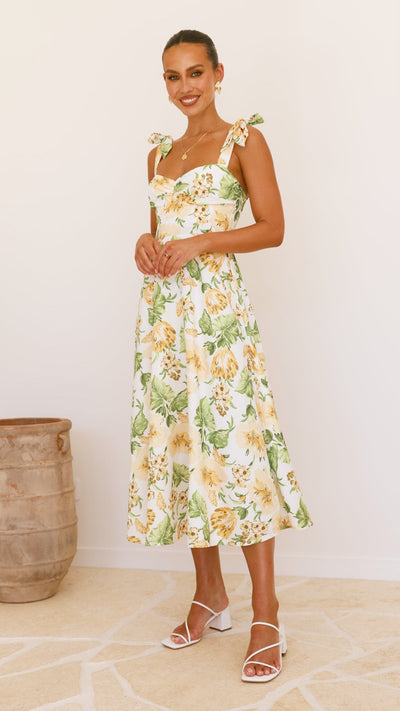 Load image into Gallery viewer, Blakely Midi Dress - Yellow Floral - Billy J
