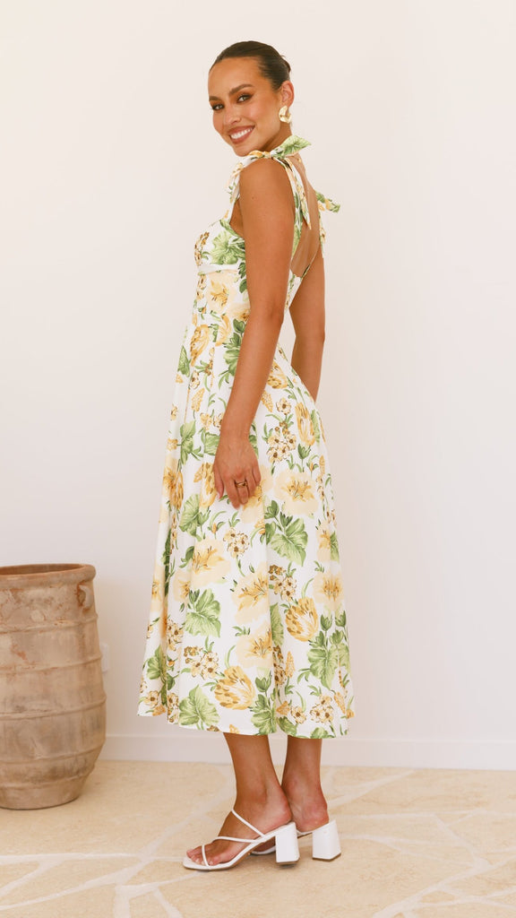 Blakely Midi Dress - Yellow Floral - Billy J