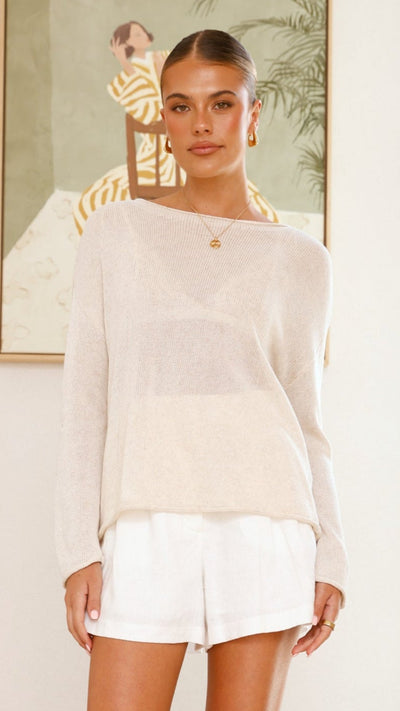 Load image into Gallery viewer, Lakoa Knit Top - Natural - Billy J
