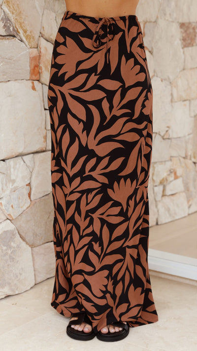 Load image into Gallery viewer, Linda Maxi Skirt - Black/Choc - Billy J
