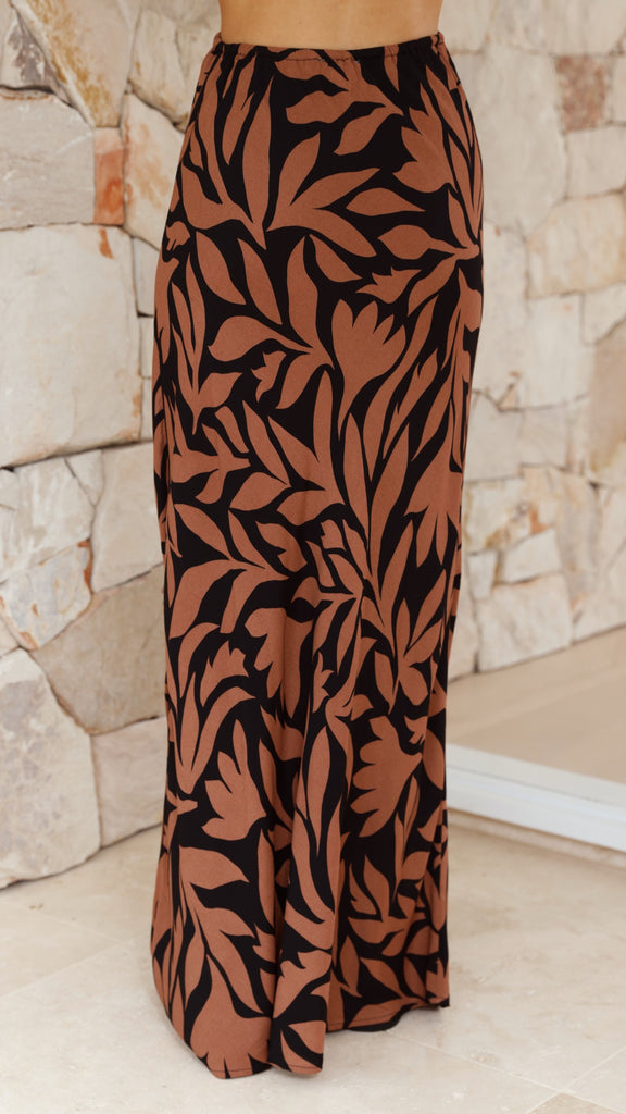 Linda Maxi Skirt - Black/Choc - Billy J