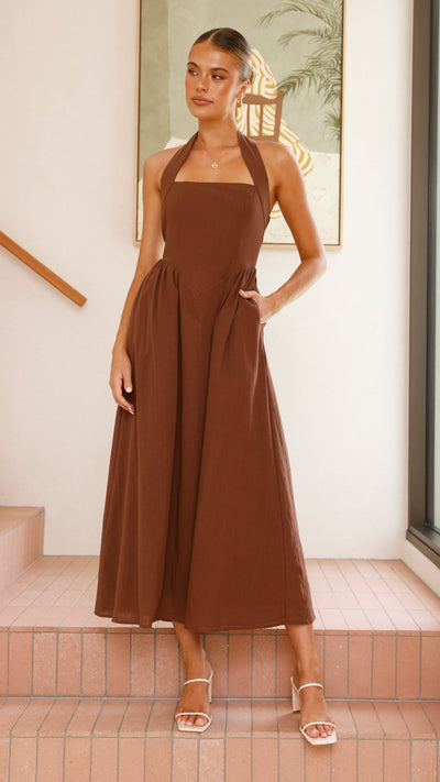 Load image into Gallery viewer, Caden Maxi Dress - Chocolate - Billy J
