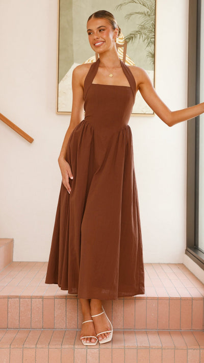 Load image into Gallery viewer, Caden Maxi Dress - Chocolate - Billy J
