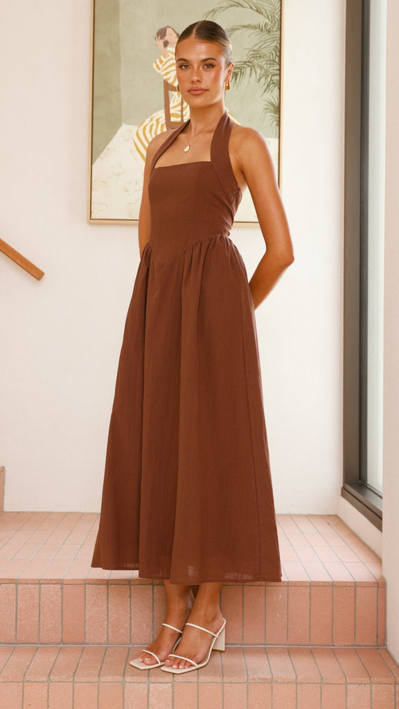 Caden Maxi Dress - Chocolate - Billy J