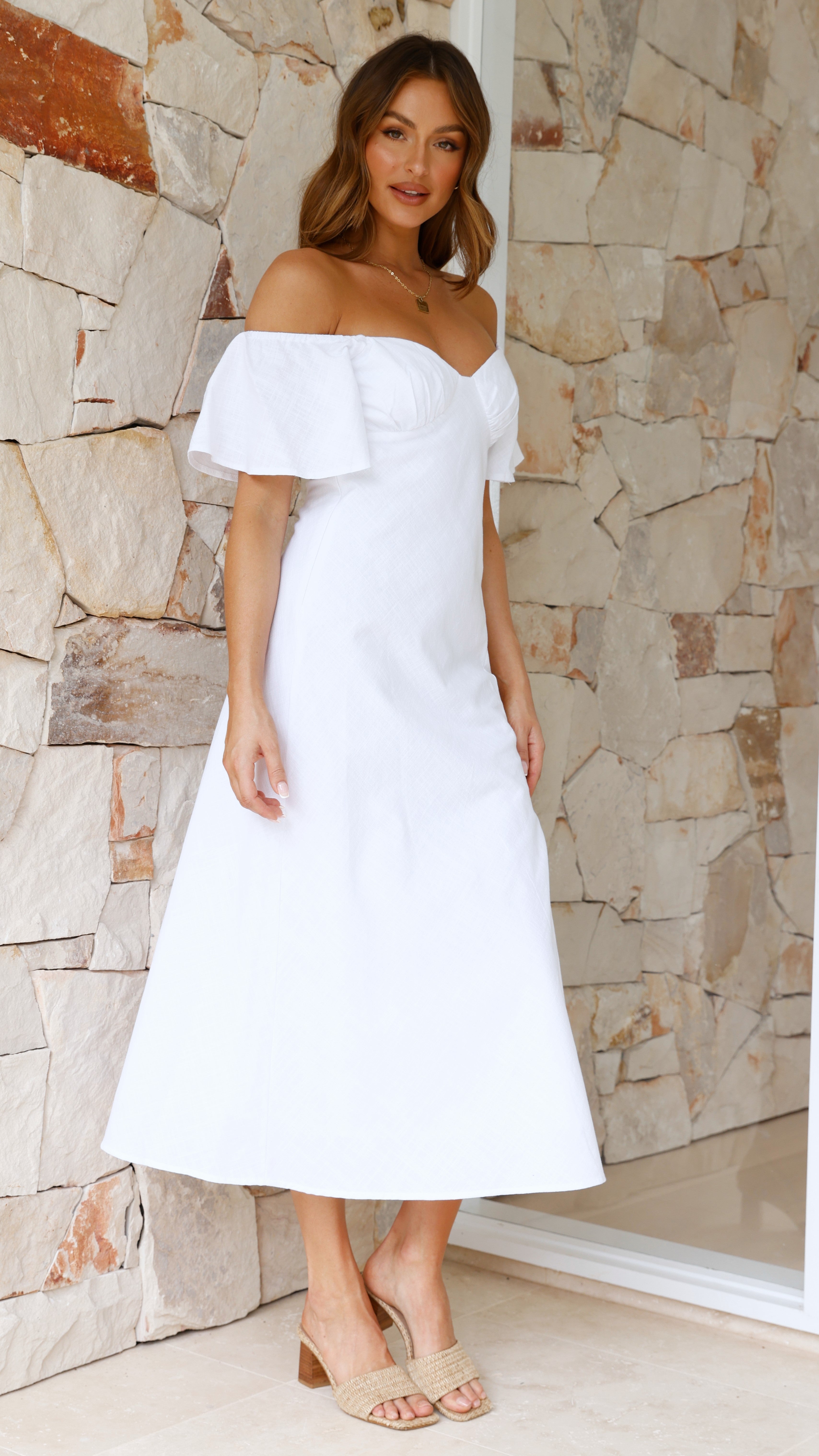 Jalissa Midi Dress - White - Billy J