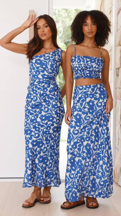 Load image into Gallery viewer, Romma Maxi Skirt - Blue Floral - Billy J
