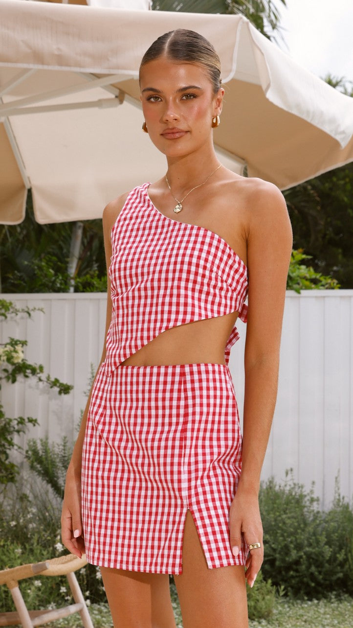 Jalena One Shoulder Top - Picnic Red - Billy J