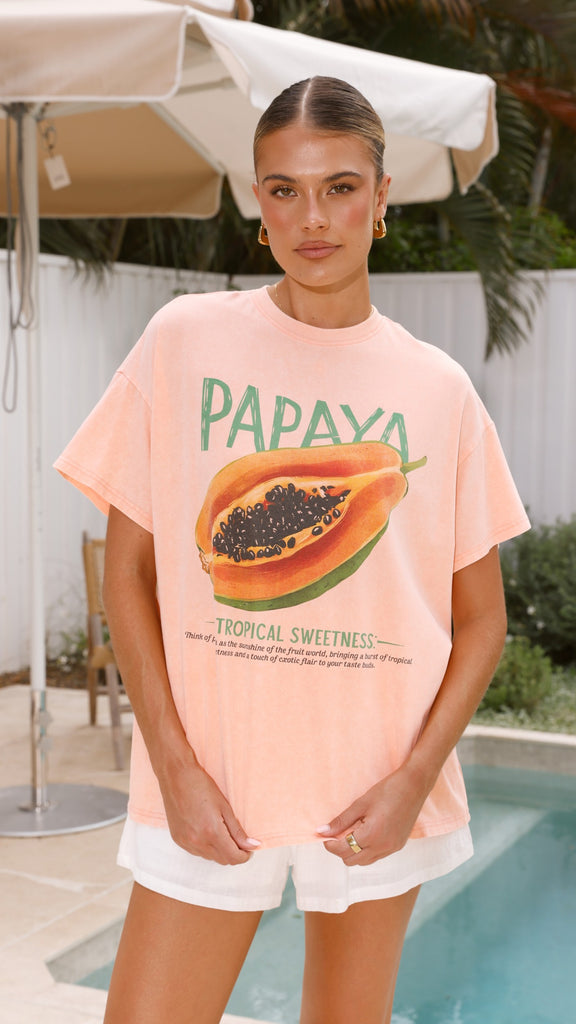 Papaya Acid Wash Tee - Peach - Billy J