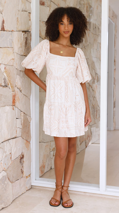 Load image into Gallery viewer, Yamin Mini Dress - Beige Summer - Billy J
