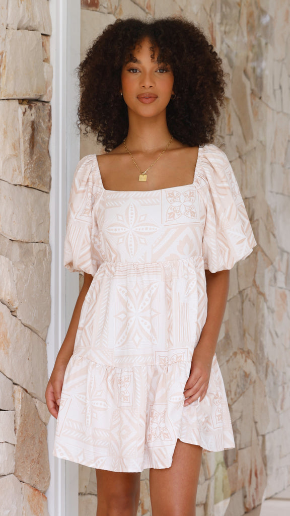 Yamin Mini Dress - Beige Summer - Billy J