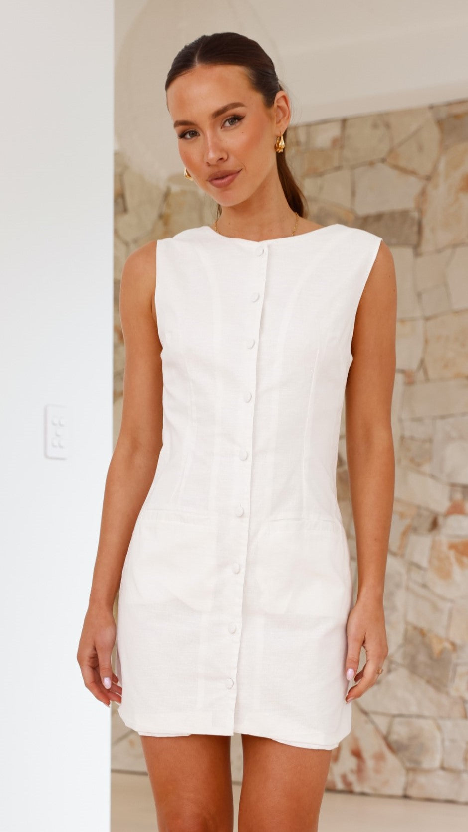 Celine Mini Dress - White - Billy J