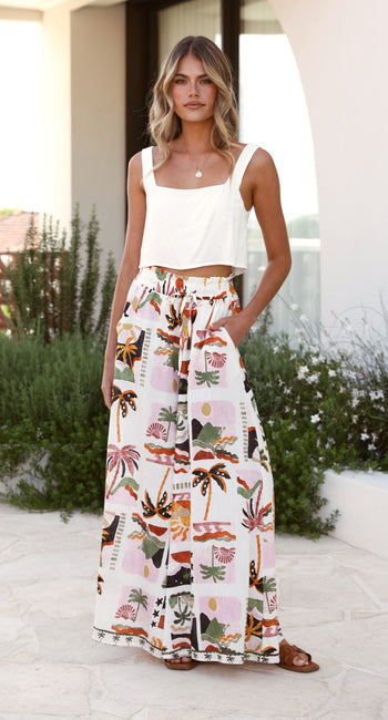 Avery Wide Leg Pants  - Desert Palms