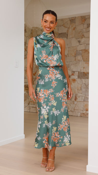 Load image into Gallery viewer, Esther Maxi Dress - Green Floral - Billy J
