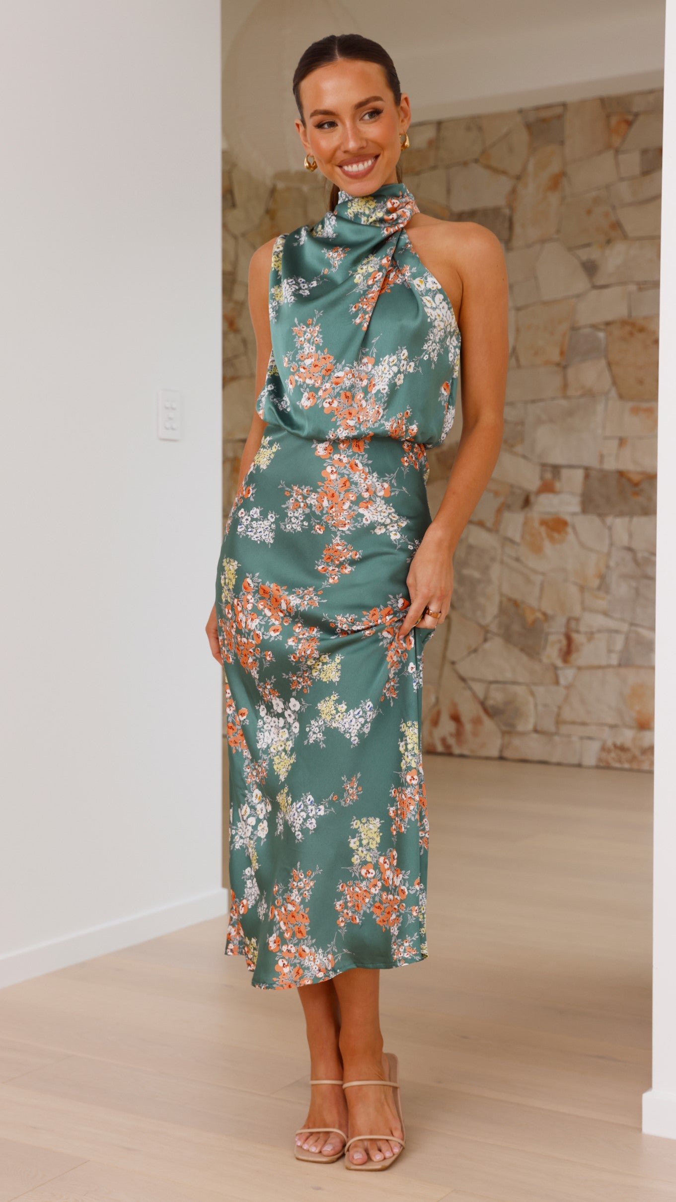 Esther Maxi Dress - Green Floral - Billy J