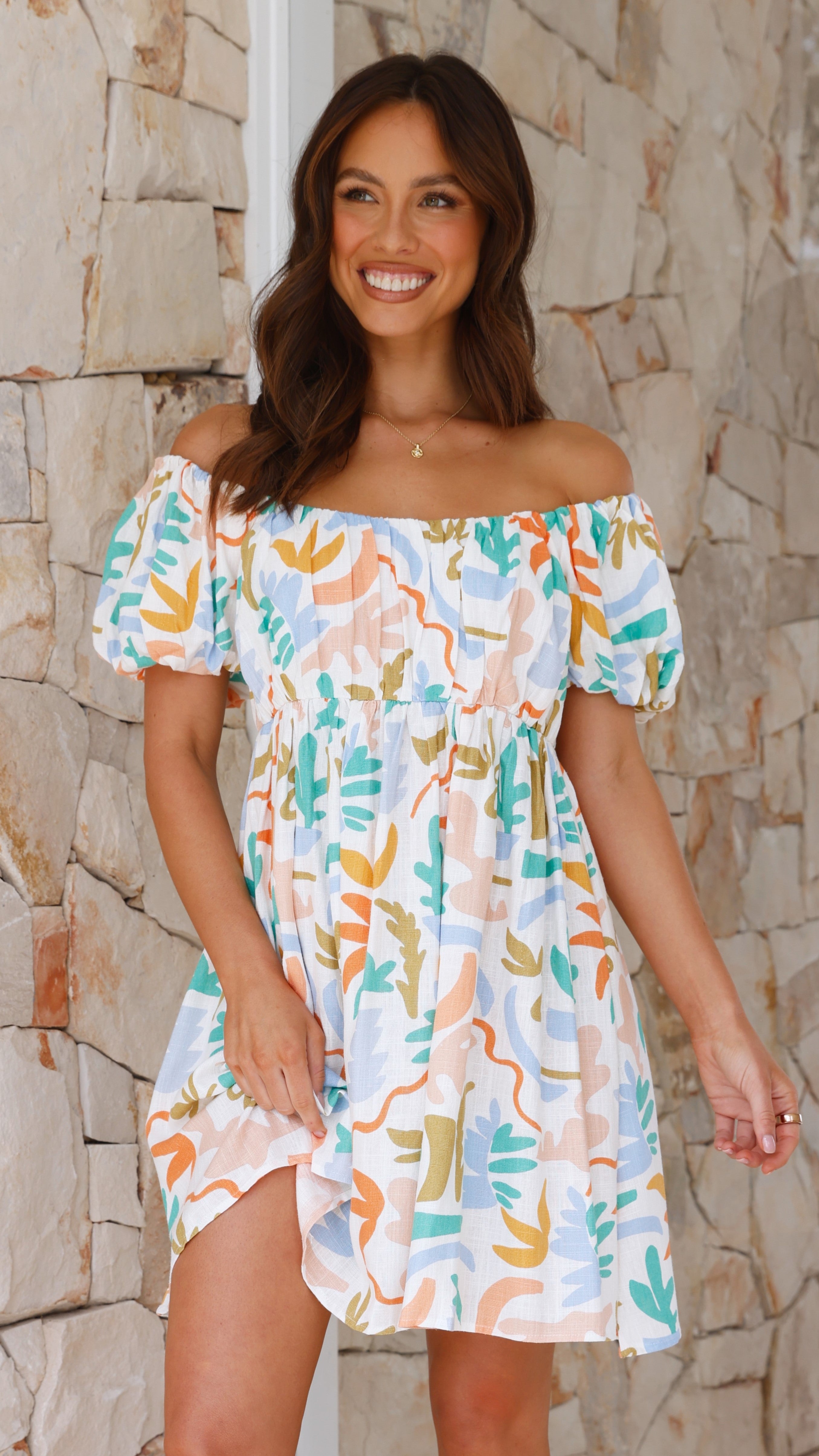 Caesarea Mini Dress - Tierra Print - Billy J