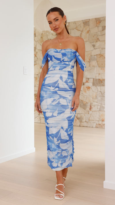 Load image into Gallery viewer, Kylie Maxi Dress - Blue Floral - Billy J
