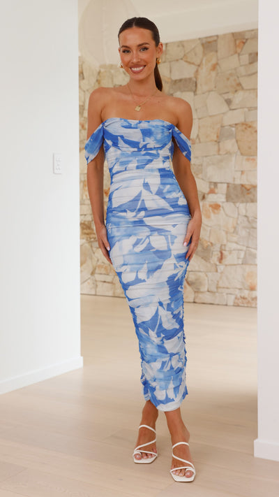 Load image into Gallery viewer, Kylie Maxi Dress - Blue Floral - Billy J
