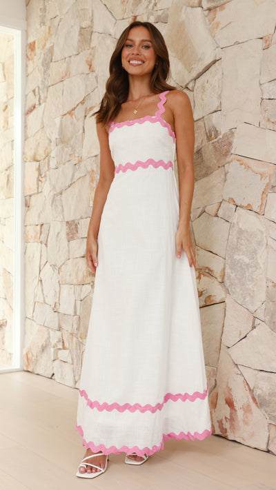 Load image into Gallery viewer, Daleyza Maxi Dress - White / Pink - Billy J
