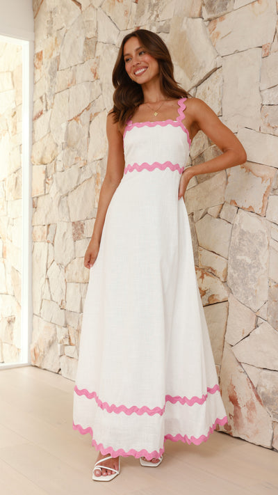 Load image into Gallery viewer, Daleyza Maxi Dress - White / Pink - Billy J
