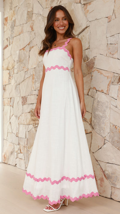 Load image into Gallery viewer, Daleyza Maxi Dress - White / Pink - Billy J
