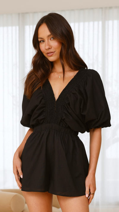 Load image into Gallery viewer, Carson Playsuit - Black - Billy J
