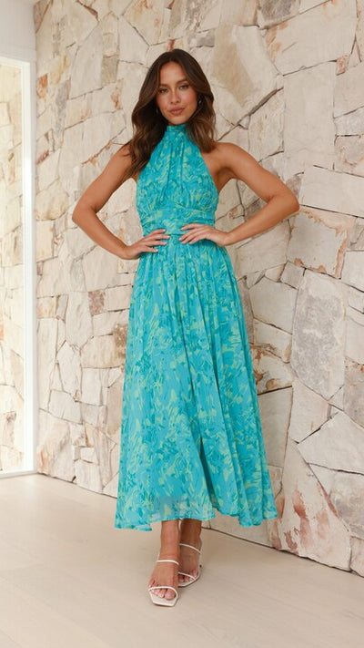 Load image into Gallery viewer, Zahava Maxi Dress - Green Floral - Billy J
