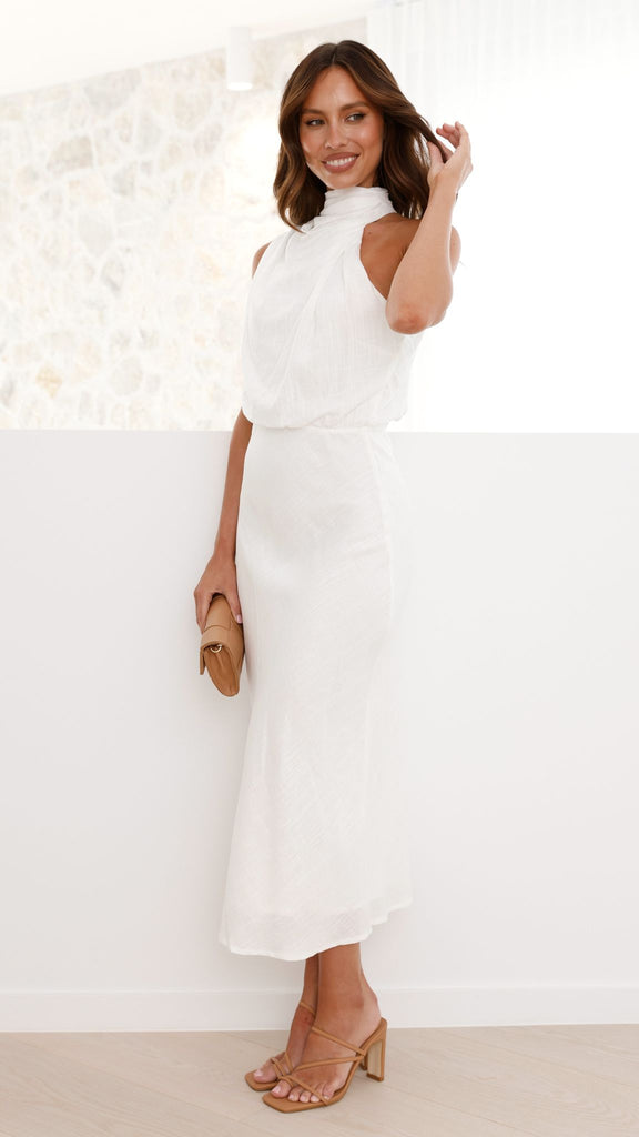 Estha Linen Maxi Dress - White - Billy J