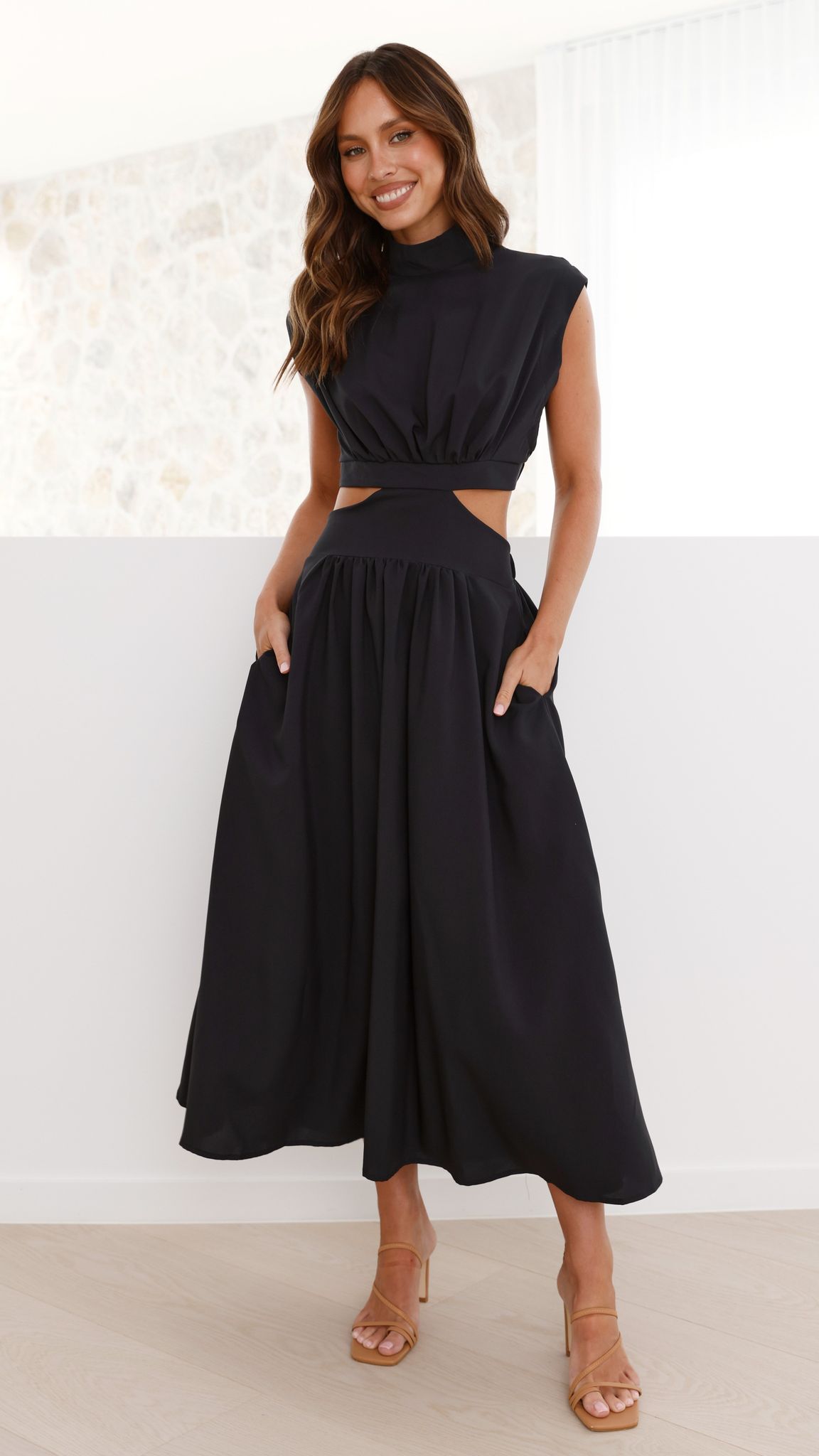 Maddison Midi Dress - Black - Billy J