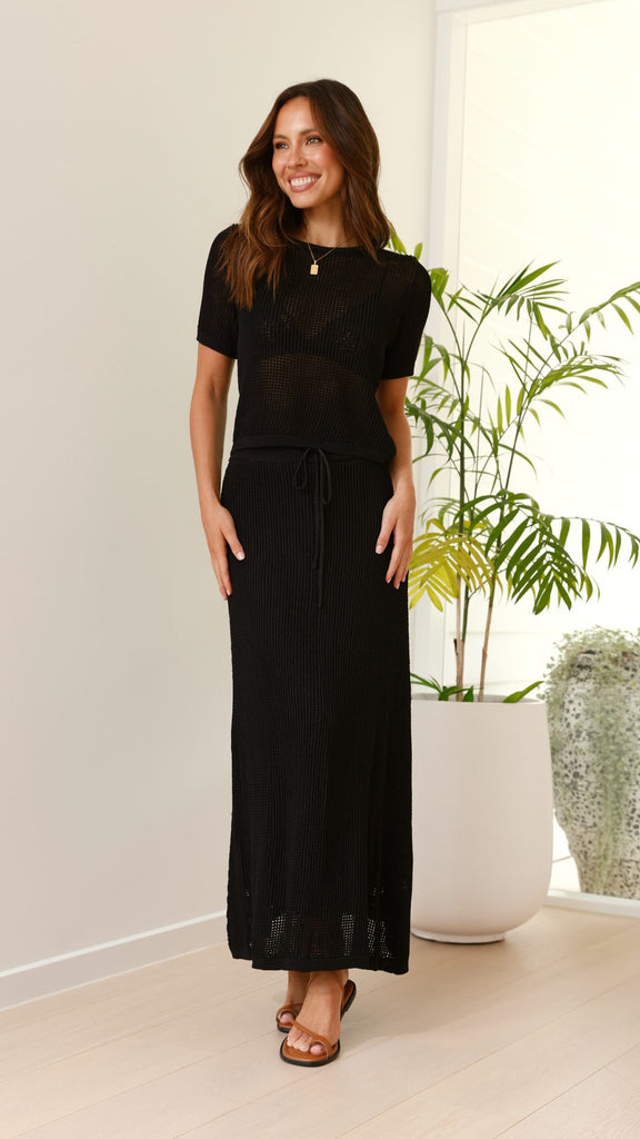 Dacian Knit Maxi Skirt - Black - Billy J