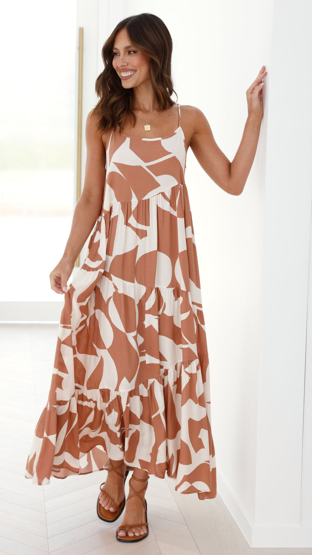 Bandit Maxi Dress - Tan/White - Billy J