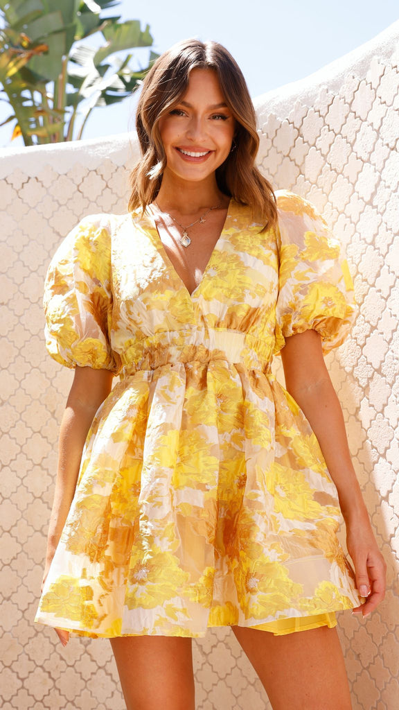 Abel Mini Dress - Yellow - Billy J