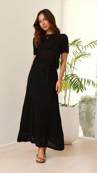 Load image into Gallery viewer, Dacian Knit Maxi Skirt - Black - Billy J
