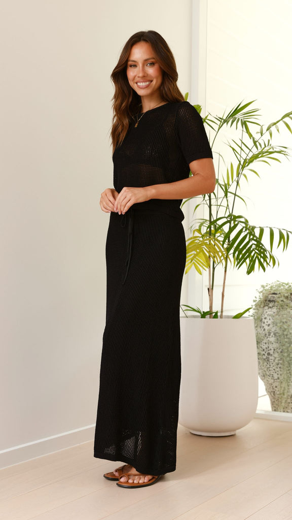 Dacian Knit Maxi Skirt - Black - Billy J