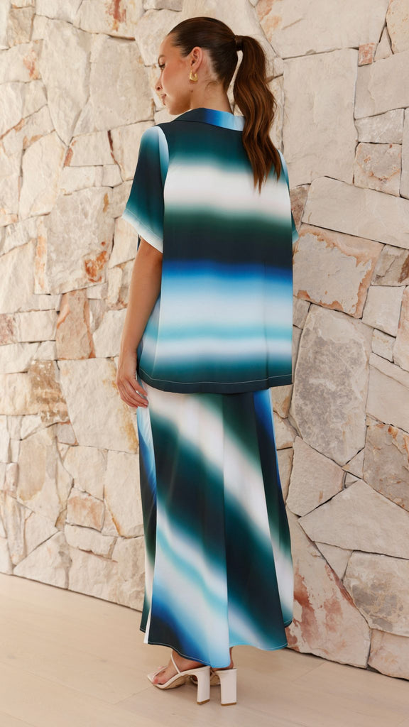 Daeira Maxi Skirt - Blue / Green Print - Billy J