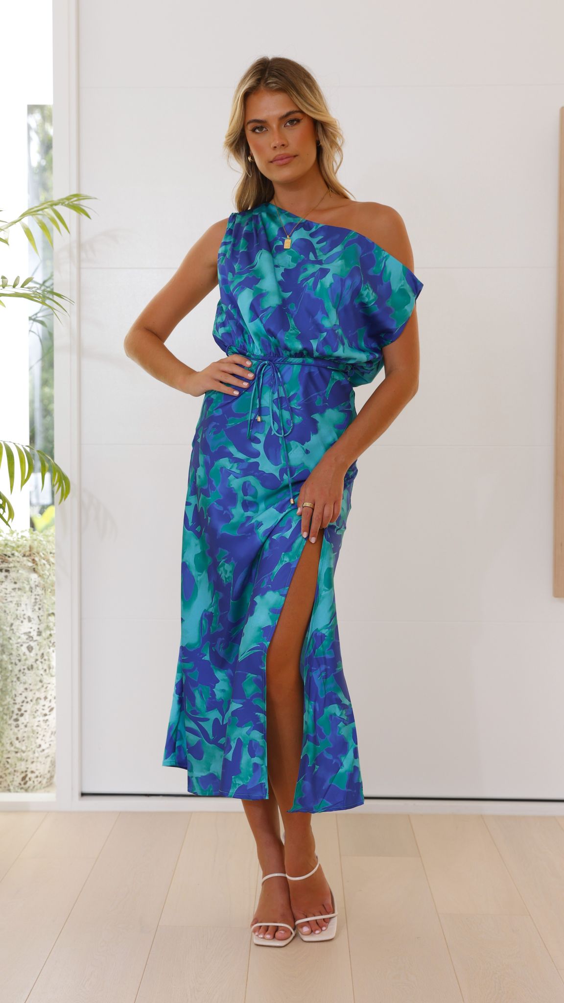 Zabby Maxi Dress - Green / Blue Print - Billy J