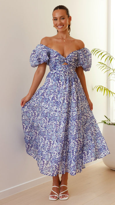 Load image into Gallery viewer, Balthazar Maxi Dress - Blue Floral - Billy J
