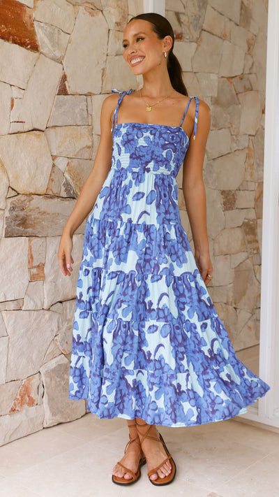 Load image into Gallery viewer, Badar Maxi Dress - Blue Floral - Billy J
