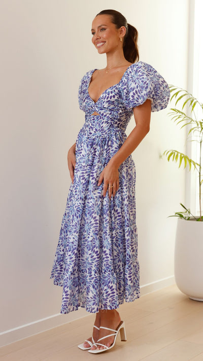 Load image into Gallery viewer, Balthazar Maxi Dress - Blue Floral - Billy J
