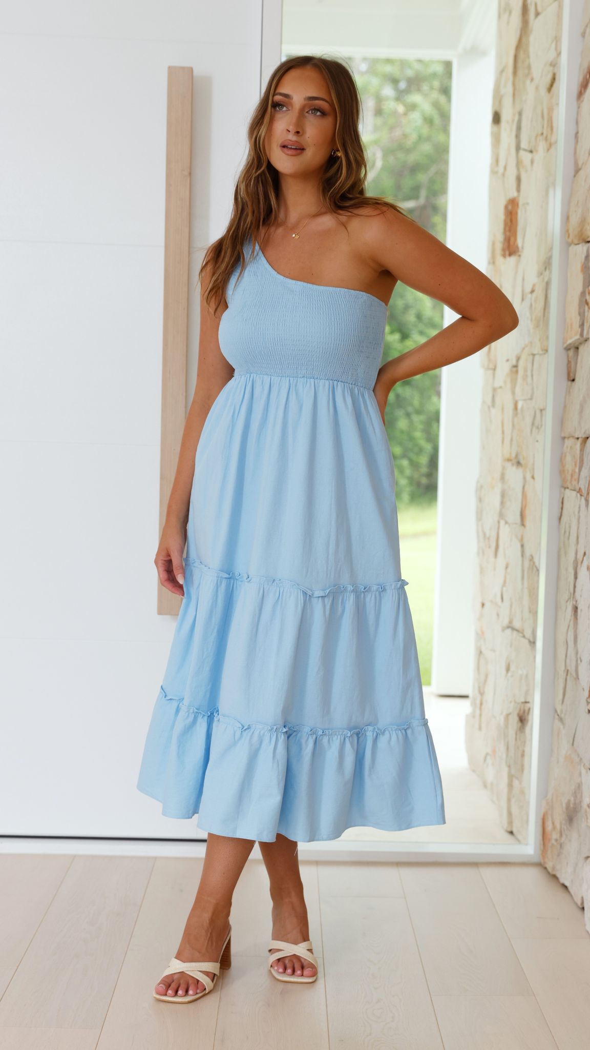 Alanna Midi Dress - Sky Blue - Billy J