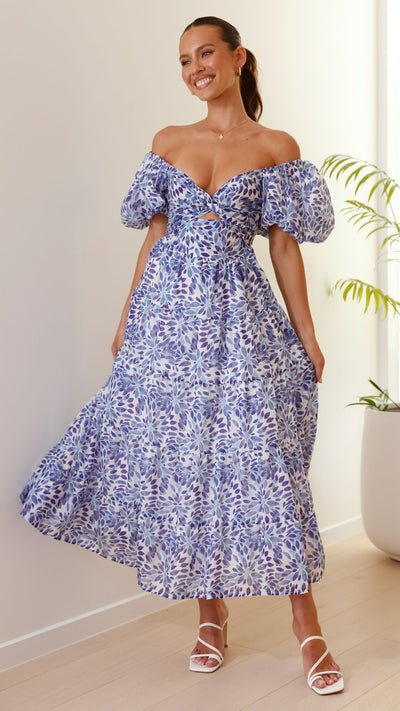 Load image into Gallery viewer, Balthazar Maxi Dress - Blue Floral - Billy J
