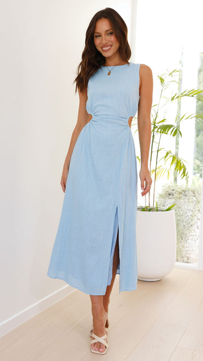 Load image into Gallery viewer, Jamila Midi Dress - Light Blue - Billy J
