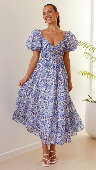 Load image into Gallery viewer, Balthazar Maxi Dress - Blue Floral - Billy J
