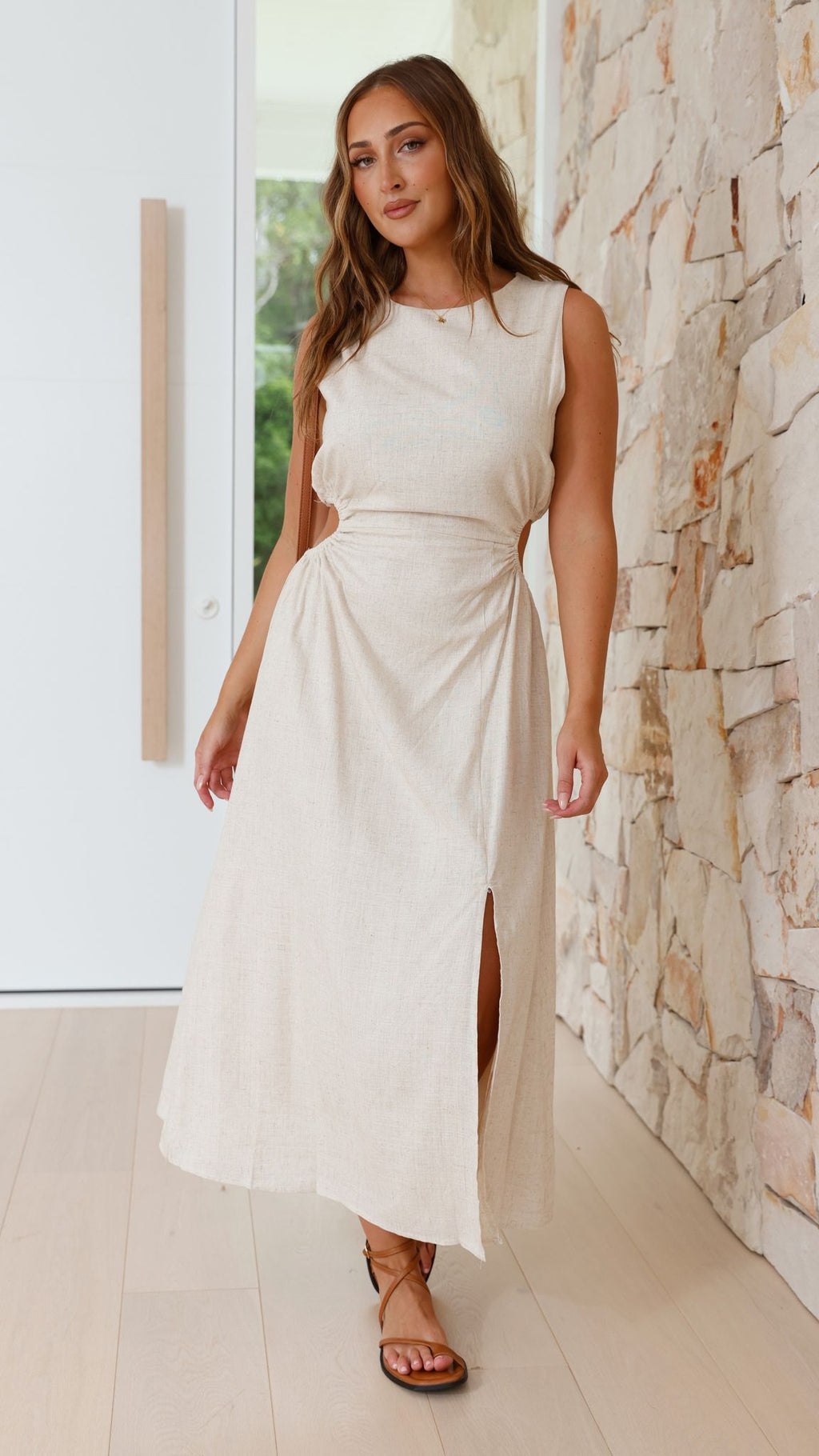 Jamila Midi Dress - Natural - Billy J