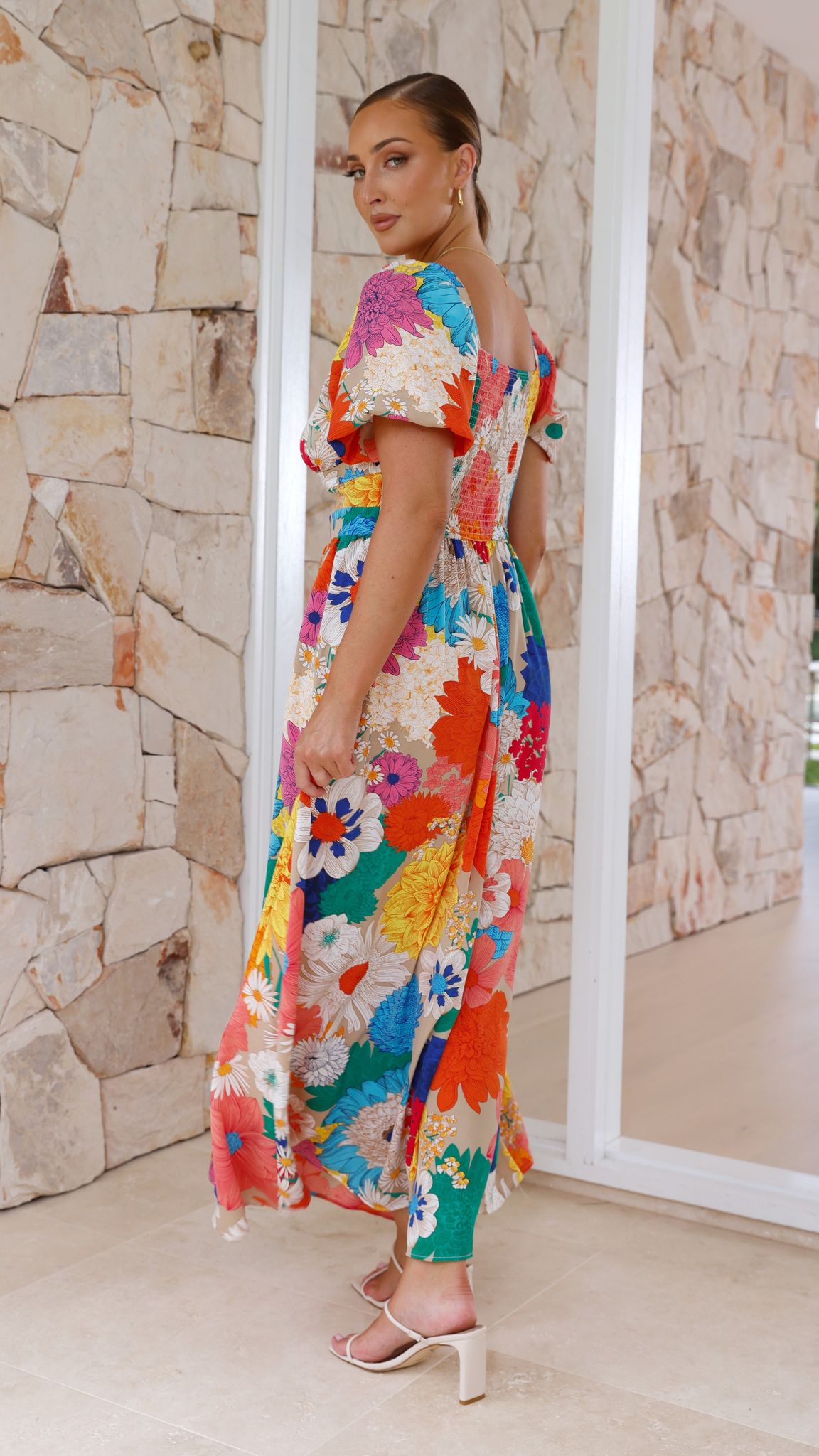 Baker Maxi Dress - Orange/Blue/Pink Floral - Billy J