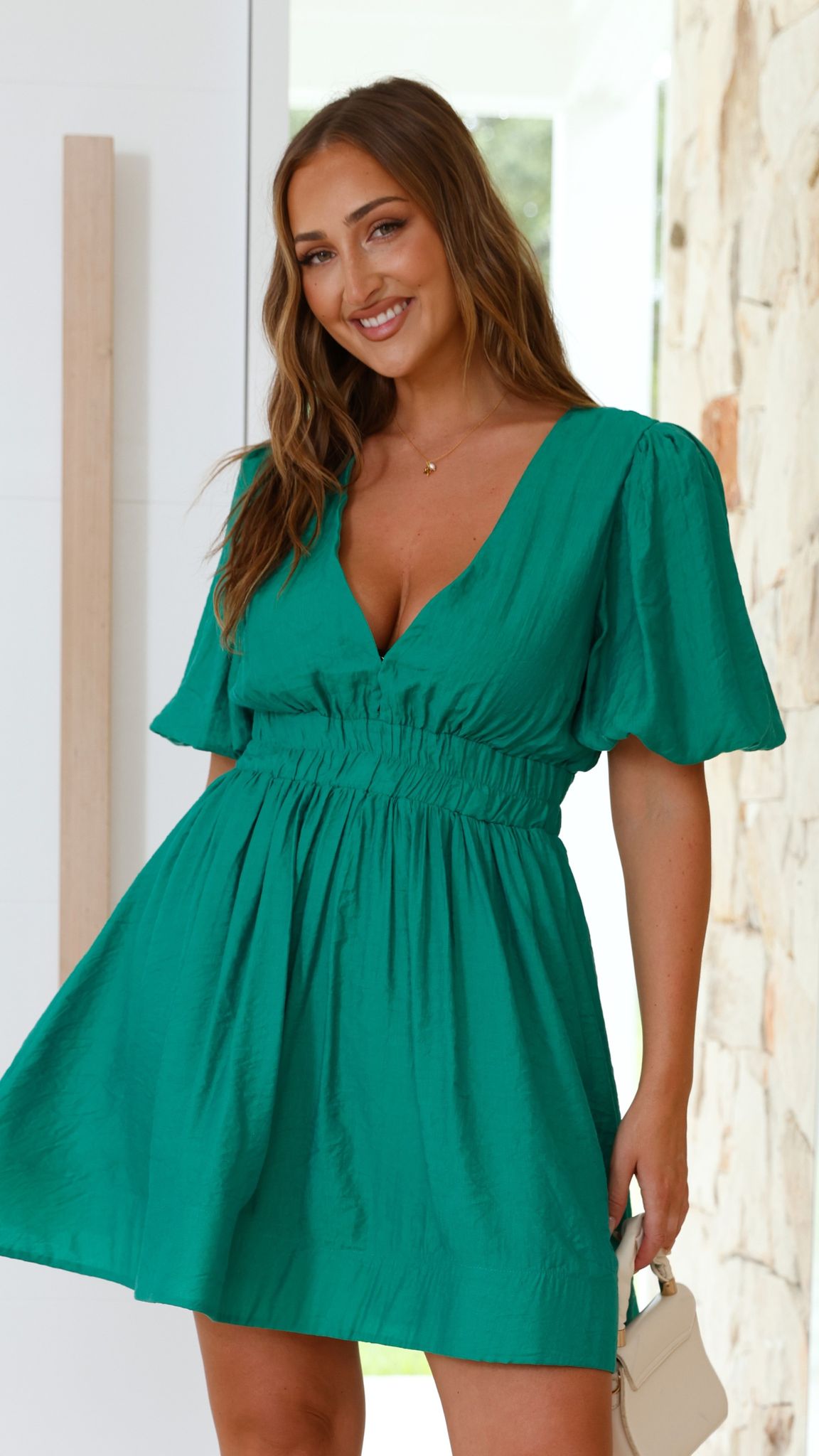 Erin Mini Dress - Emerald - Billy J