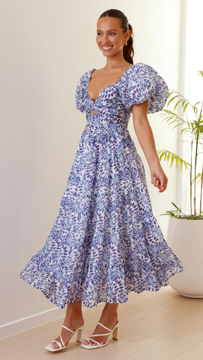 Load image into Gallery viewer, Balthazar Maxi Dress - Blue Floral - Billy J
